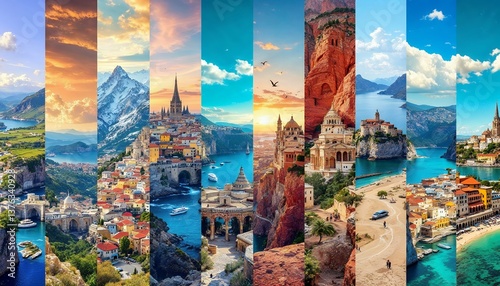 Exploring Diverse Cityscapes and Natural Landscapes Travel Destinations Collage