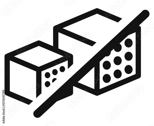 icon sugar cubes with a diagonal strike symbolizing no sugar or sugar-free.