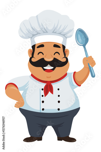 The Mustachioed Chef – A chubby chef with a large white hat, raising his spoon rakishly and smiling from ear to ear.