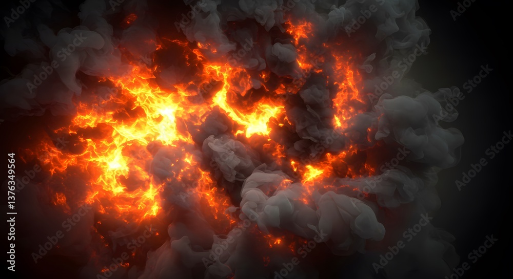Fototapeta premium Fiery Smoke Explosion VFX.