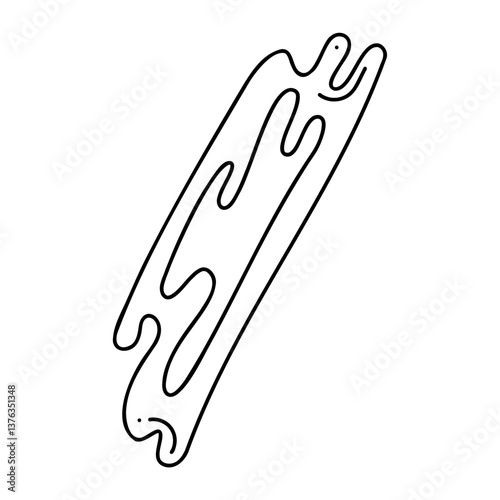 The cheese stretches. Hand drawn black outline clipart for your projects.