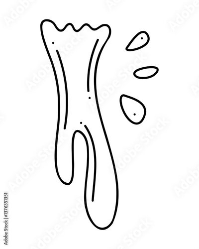 Cheese is flowing. Hand drawn black outline clipart for your projects.