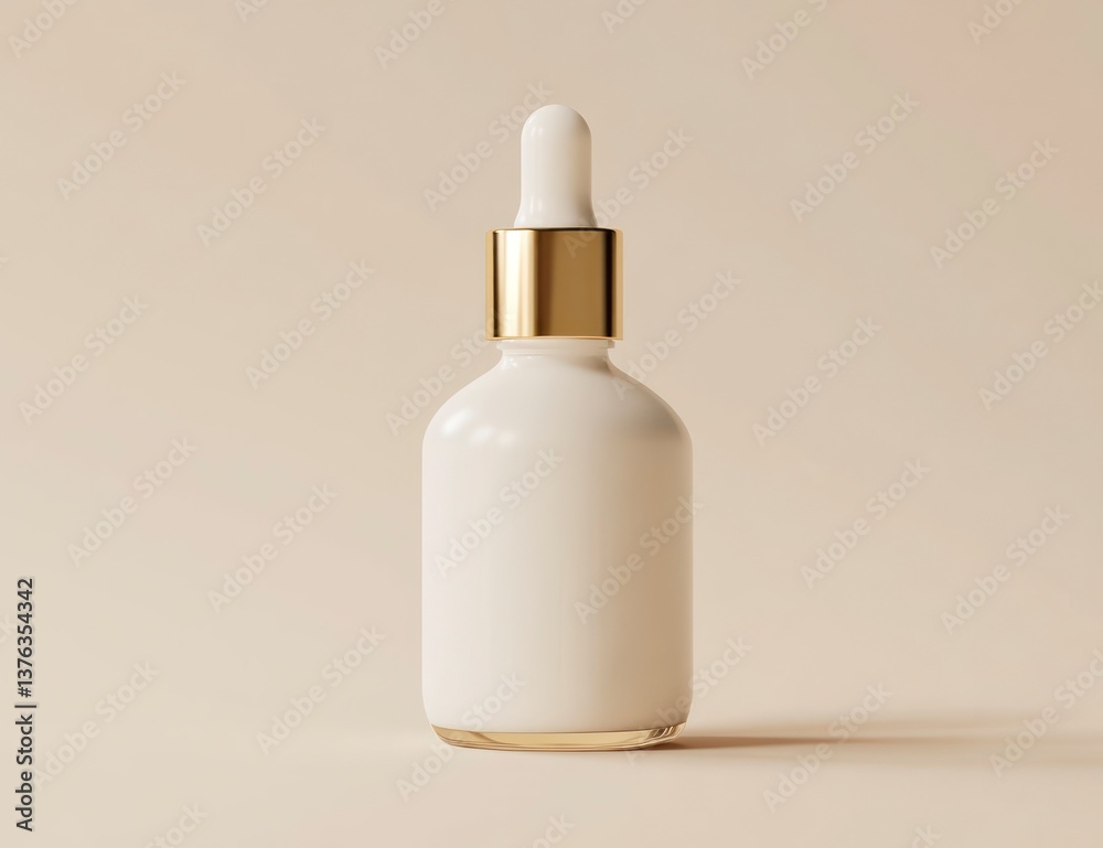 Elegant Serum Bottle with Dropper in Clean Neutral Setting for Cosmetics Elegant Serum Bottle with Dropper in Clean Neutral Setting for Cosmetics