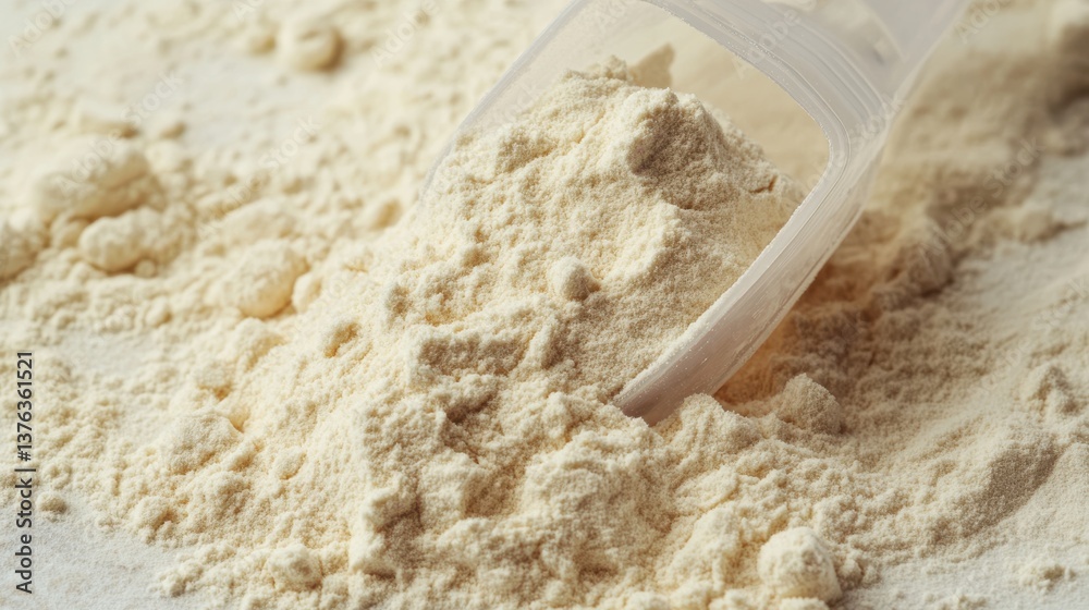 Vanilla Protein Powder Heap with Plastic Scoop Vanilla Protein Powder Heap with Plastic Scoop