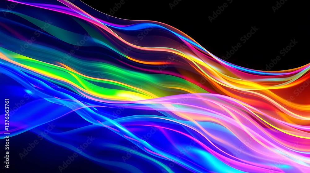 Abstract vibrant flowing lines on black background Abstract vibrant flowing lines on black background