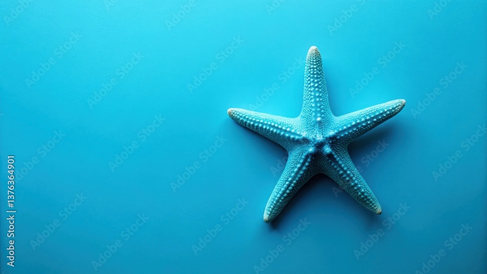 Serene Seascape A Single Light Blue Starfish on a Vibrant Azure Background Serene Seascape A Single Light Blue Starfish on a Vibrant Azure Background