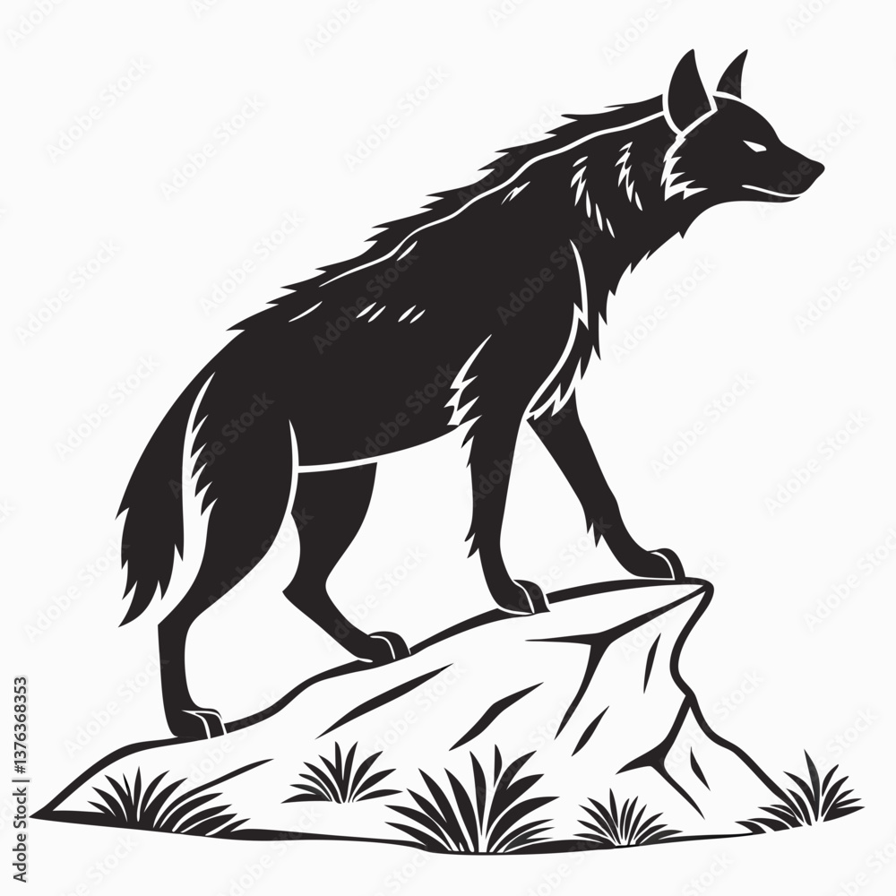 Fototapeta premium Hyena silhouette icon vector