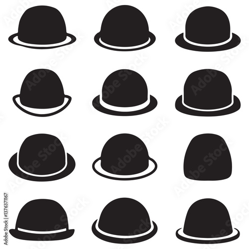 set vector various bowler hats	