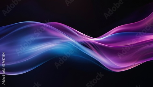 Wallpaper Mural Abstract Wavy Design with Purple and Blue Light on Black Background Torontodigital.ca