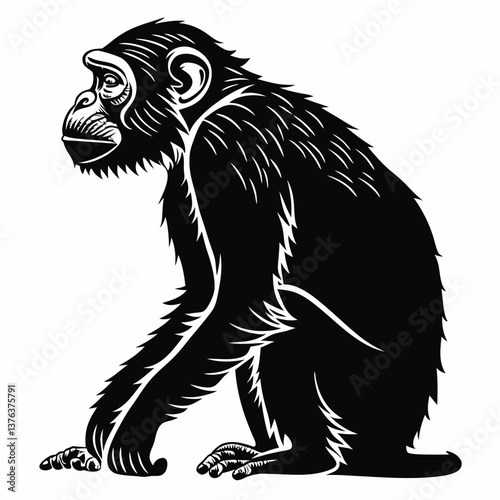 Wallpaper Mural monkey black silhouette icon vector Torontodigital.ca