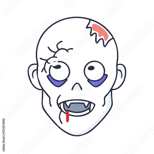 Zombie head with scars and creepy expression