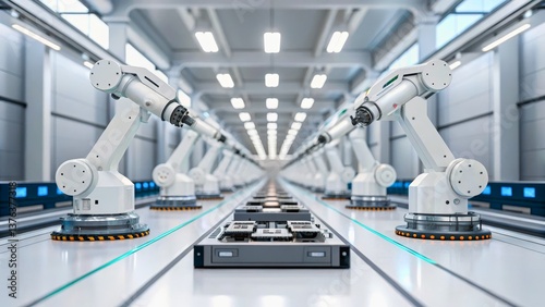 Obraz na płótnie Advanced Robotics in Modern Manufacturing Facility with Automation w salonie