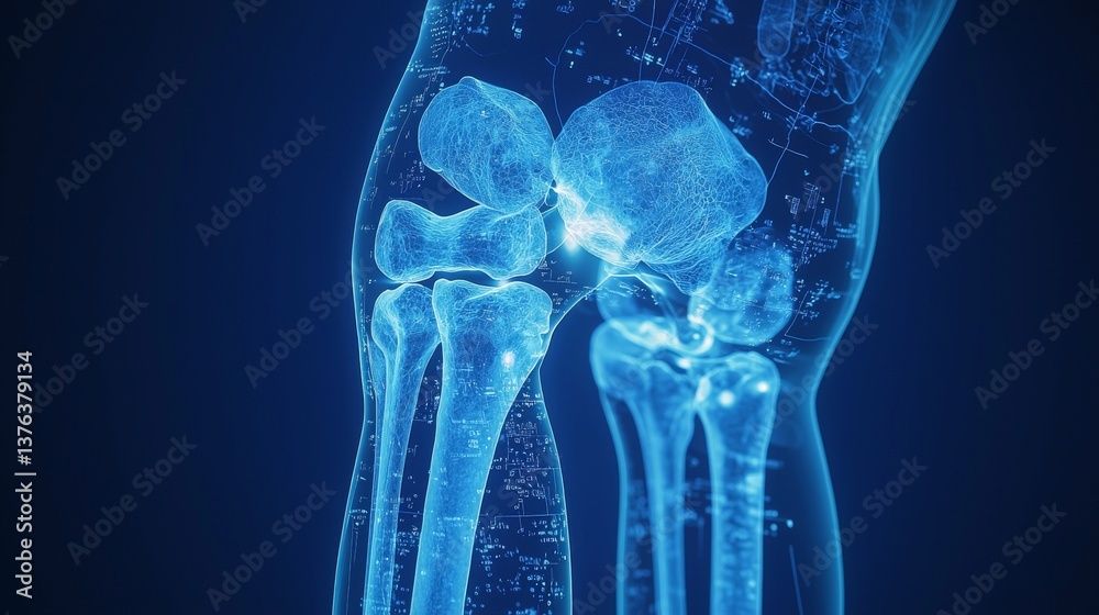 Detailed 3D render displaying the human skeletal structure with advanced technology Detailed 3D render displaying the human skeletal structure with advanced technology