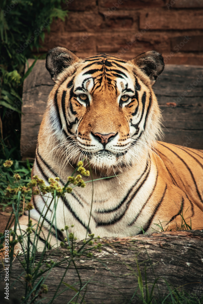 Fototapeta premium Tigre Majestoso na Selva: A Força e Beleza dos Grandes Felinos