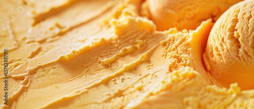 Orange vanilla ice cream sweet texture close up shot rough texture.