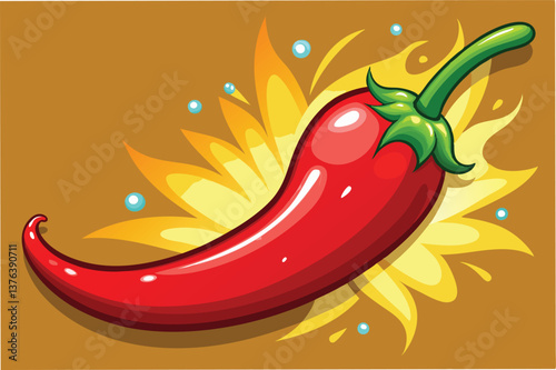 Vibrant red chili pepper illustration with a bold backdrop showcasing the spice and flavor of culinary delights