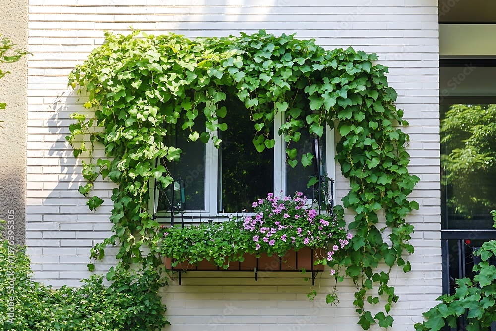 Fototapeta premium expect to be dazzled by the mesmerizing display of rising vines artfully cloaking a trellis or wall their bold ascent and elegant charm seizing every perception 