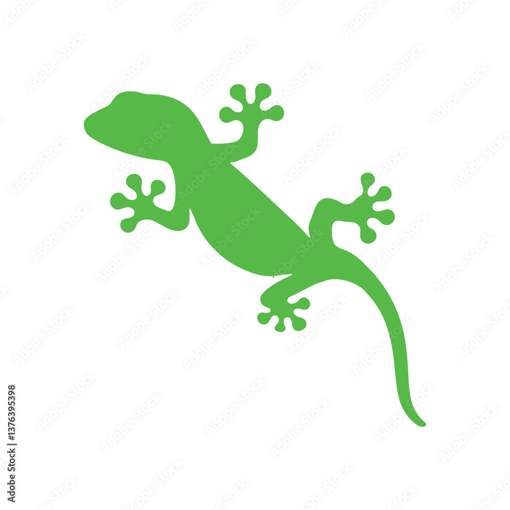Fototapeta premium Green gecko icon silhouette vector flat illustration design.