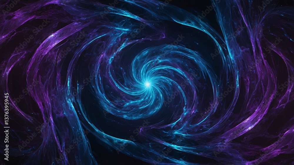 Fototapeta premium Abstract cosmic swirl in vibrant shades of blue and purple, creating a mesmerizing galaxy-like effect.