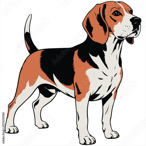 Adorable Cute beagle dog vector illustration funny dog