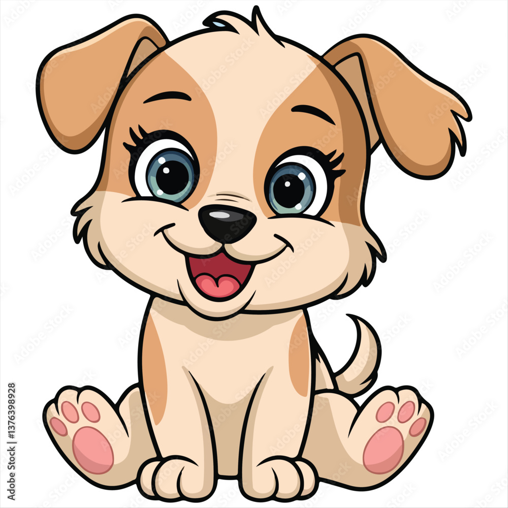 Obraz premium Cheerful Cute Dog Vector illustration on White Background