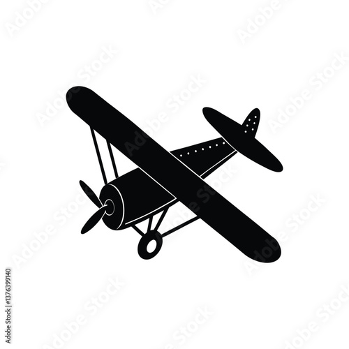 Wood Plane toy silhouette vector.
