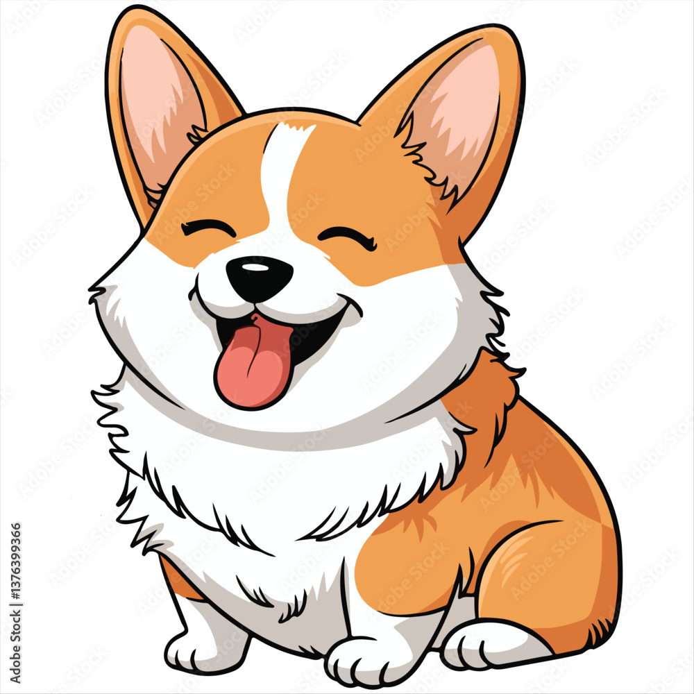 Cute Corgi Dog vector illustration art Happy Face Dog Cute Corgi Dog vector illustration art Happy Face Dog
