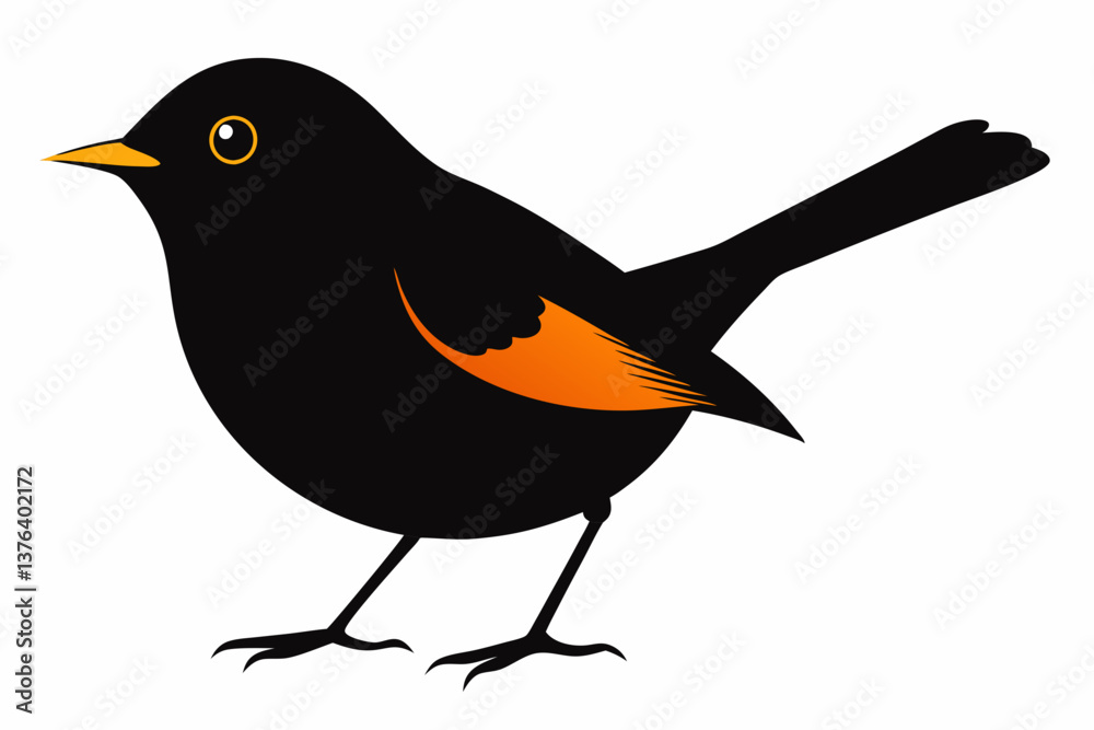 Fototapeta premium Orange crowned warbler silhouette vector