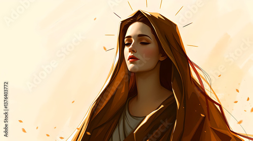 Portrait of a Saintly Virgin Mary with a Halo