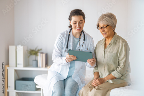 patient with a doctor in medical office