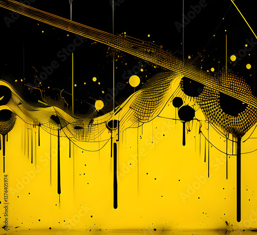 a yellow abstract background with lines and waves on a beige background,generative ai