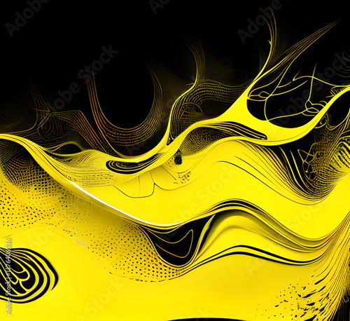 a yellow abstract background with lines and waves on a beige background,generative ai