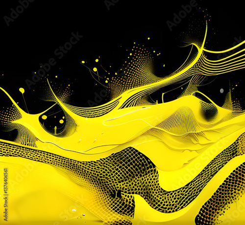 a yellow abstract background with lines and waves on a beige background,generative ai
