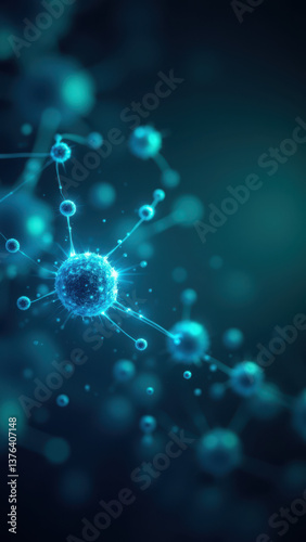 Wallpaper Mural Computer-generated illustration of a molecular structure with GLP-1 highlighted, set against a background of scientific particles emitting blue light. Torontodigital.ca