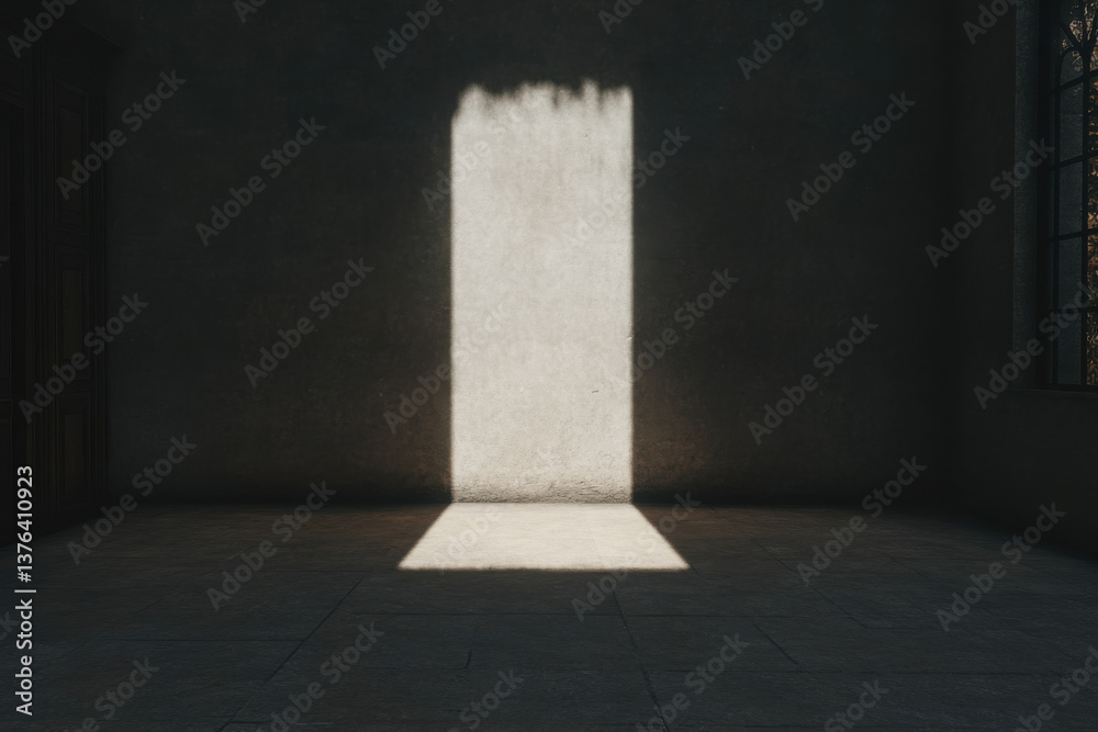 A room with a door that is open to the outside A room with a door that is open to the outside