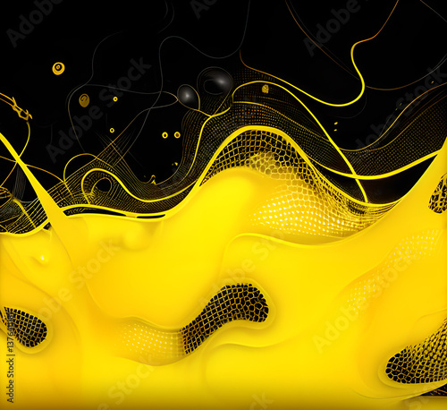 a yellow abstract background with lines and waves on a beige background,generative ai