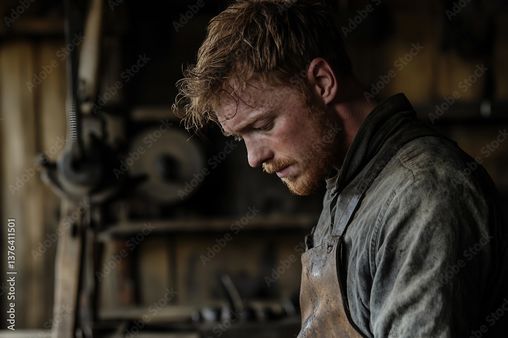 Blacksmith at Work with metal Hammer and Anvil, Creating Sparks in Traditional Forge, Generative AI photo Blacksmith at Work with metal Hammer and Anvil, Creating Sparks in Traditional Forge, Generative AI photo