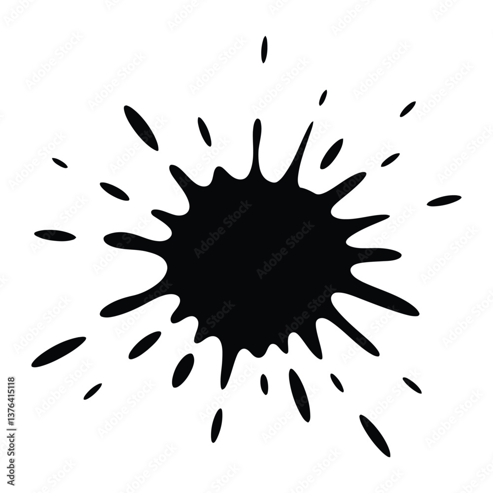Ink Splatter Sketch , Silhouette, Vector, Icon, Logo, White Background. Ink Splatter Sketch , Silhouette, Vector, Icon, Logo, White Background.