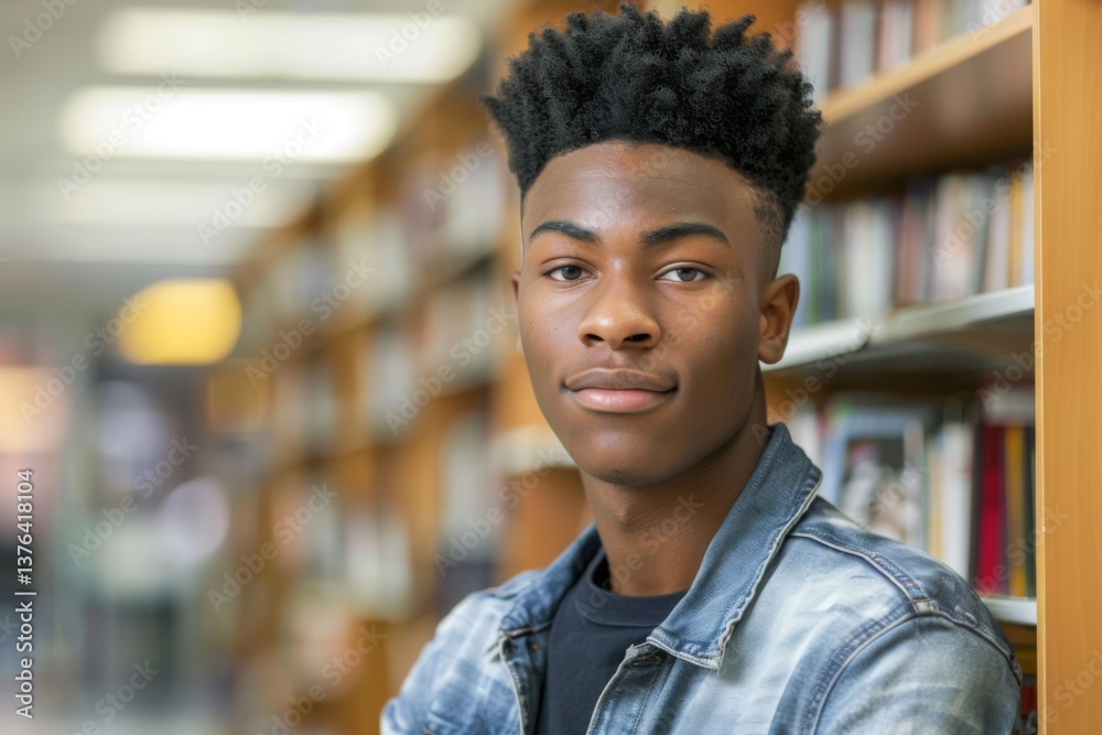 Fototapeta premium Portrait of a high school African American male student