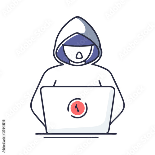 Hacker in hoodie using laptop