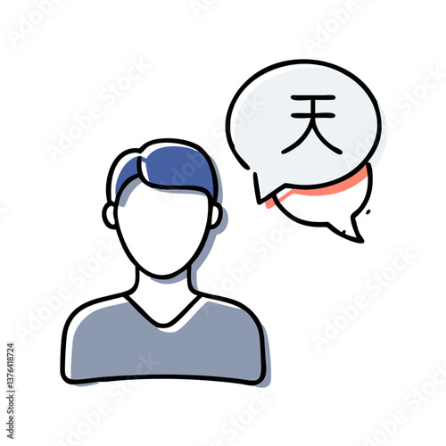 Translator with headset and speech bubble