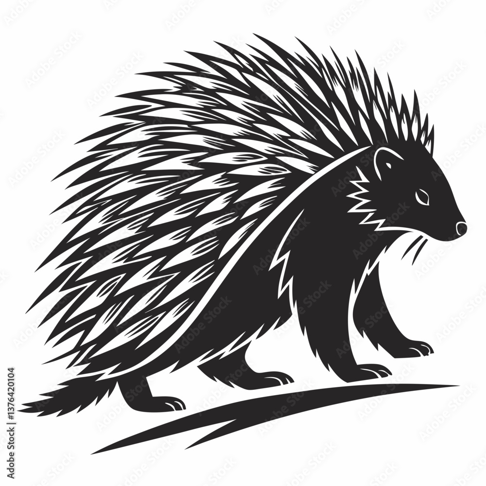 Obraz premium porcupine black silhouette icon vector