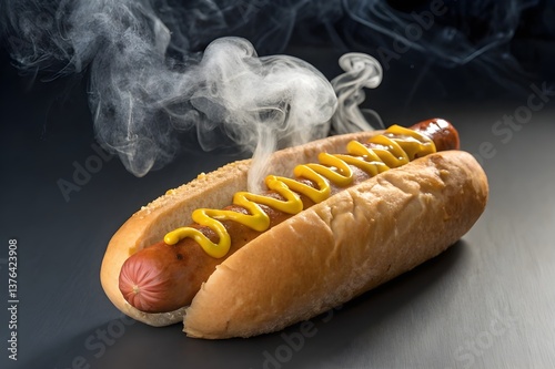 hot dog with mustard, fast food