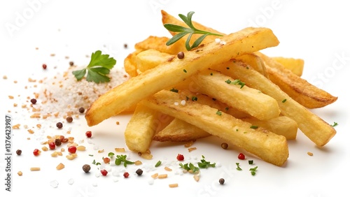 French fries isolated on white background, snacks, fast food, junk food, potatoes