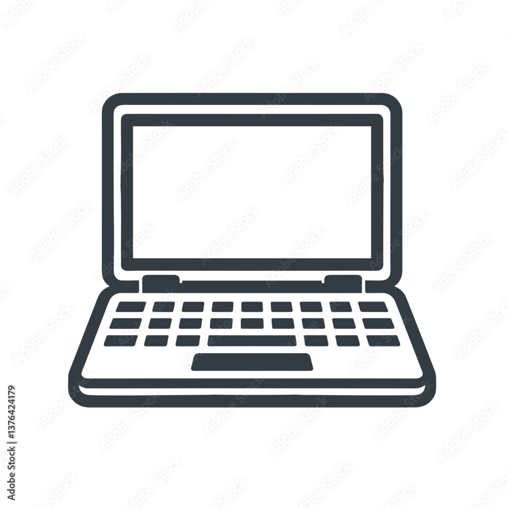 Open laptop in a minimalist design on a light background Open laptop in a minimalist design on a light background