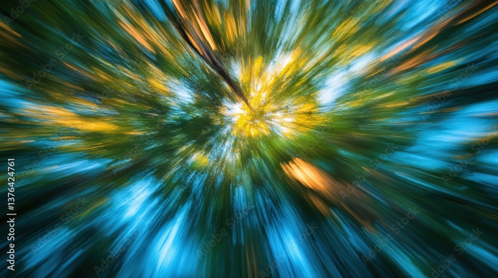 Fototapeta premium Dynamic forest motion nature photograph vibrant colors aerial view movement concept