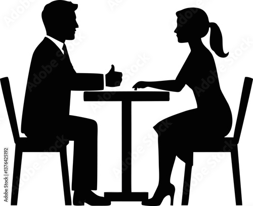 abstract illustration of business woman and man negotiation