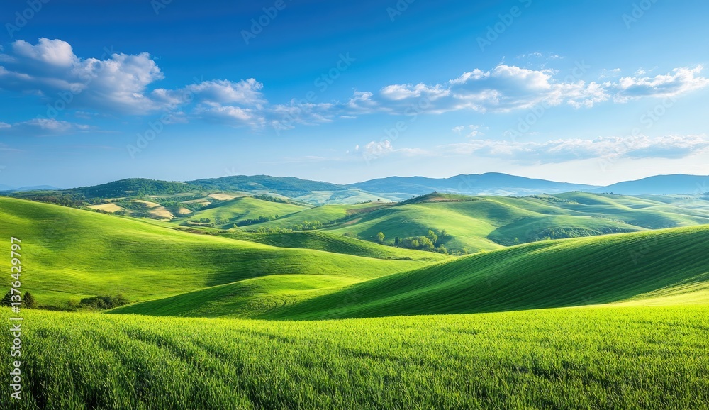 Lush green hills under a vibrant sky Lush green hills under a vibrant sky