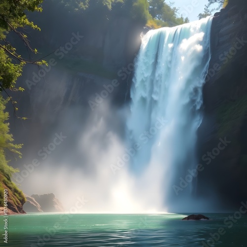 Enchanting Waterfall in Lush Wilderness