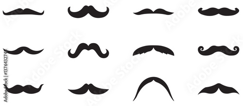 mustache vector set. black mustache icon collection. Different mustache set. mustache collection set